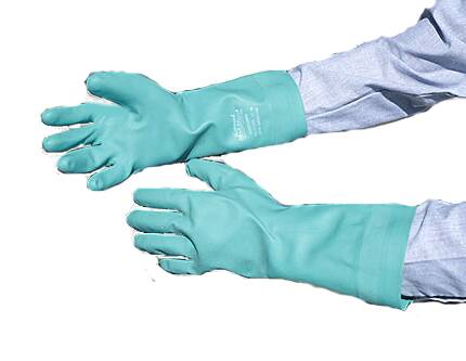 Grainger Sol-Vex Chemical Protection Glove Size 8 Flock Lined Green 13 Inch Straight Cuff NonSterile - 4T423