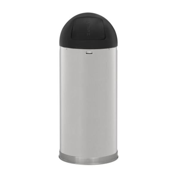 Rubbermaid Can Trash Ss 15Gal Dome Lid Decorative/Recessed Handles Silver Round Ea - FGR1536SSSGL