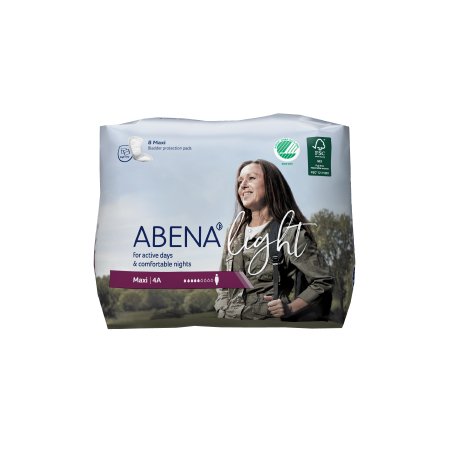 Abena Light Maxi - Bladder Control Pad 16-1/2 Inch Length Moderate Absorbency Fluff / Polymer Core One Size Fits Most Adult Unisex Disposable - 1000005437