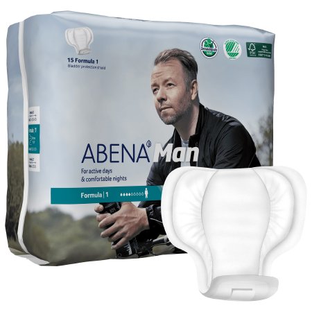 Abena-Man - Bladder Control Pad 11 Inch Length Light Absorbency Fluff / Polymer Core Formula 1 Adult Male Disposable - 1000017162