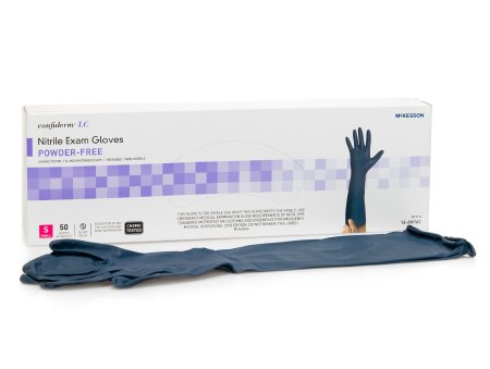 McKesson McKesson Confiderm Exam Glove Small NonSterile Nitrile Extended Cuff Length Textured Cobalt Blue Chemo Tested - 14-6N162