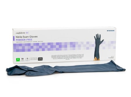 McKesson McKesson Confiderm Exam Glove Medium NonSterile Nitrile Extended Cuff Length Textured Cobalt Blue Chemo Tested - 14-6N164