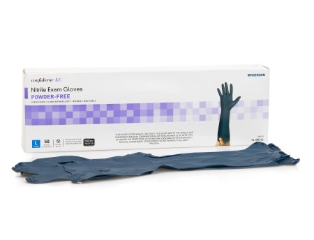 McKesson McKesson Confiderm Exam Glove Large NonSterile Nitrile Extended Cuff Length Textured Cobalt Blue Chemo Tested - 14-6N166