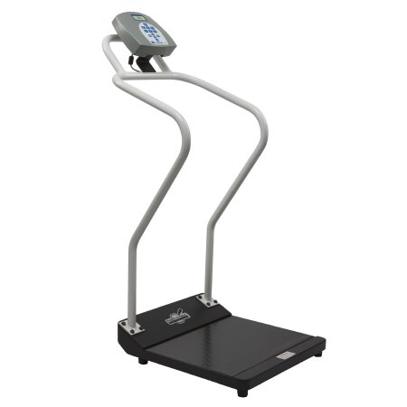Health O Meter - Floor Scale with Handrail Digital LCD Display 454 kg Capacity Black/ Gray AC Adapter / Battery Operated - 3001KG-AMX