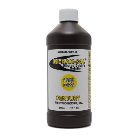 Di-Dak-Sol Diluted Dakin's Solution - Wound Cleanser 16 oz. Twist Cap Bottle NonSterile Antimicrobial - 00436066916