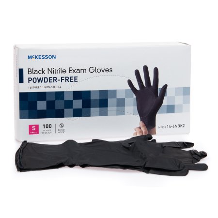 McKesson McKesson Exam Glove Small NonSterile Nitrile Standard Cuff Length Fully Textured Black Not Chemo Approved - 14-6NBK2