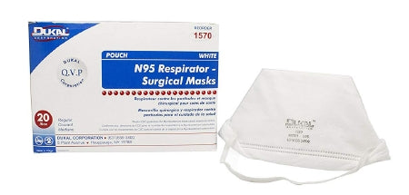 Dukal Dukal Particulate Respirator / Surgical Mask N95 Flat Fold Elastic Strap One Size Fits Most White - 1570