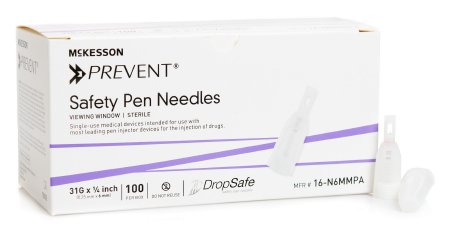 McKesson McKesson Prevent Insulin Pen Needle Sliding Safety Shield 31 Gauge 6 mm - 16-N6MMPA