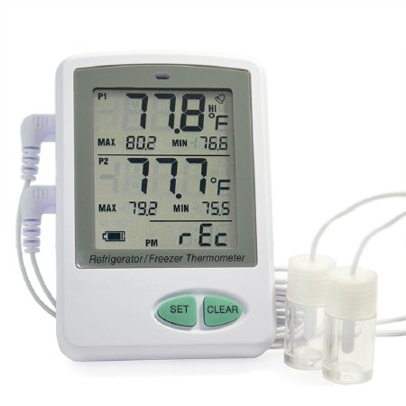 Thermco Products - Refrigerator / Freezer Vaccine Data Logger with Alarm Fahrenheit / Celsius -58° to +158°F (-50° to +70°C) External Probe 2 Bottle Probes Battery Operated - ACCRT8017