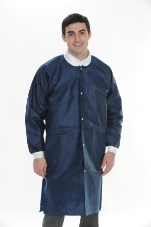 Valumax International Lab Coat Valumax Extra-Safe Navy Blue X-Large Knee Length Limited Reuse - 3660NBXL