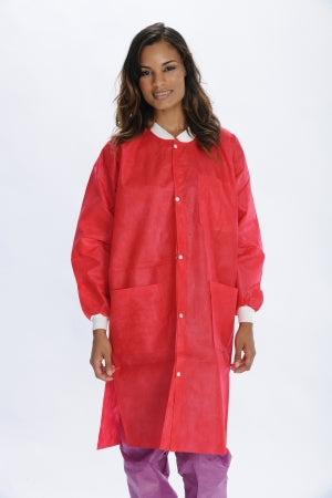 Valumax International ValuMax Extra-Safe Lab Coat Red Medium Long Sleeves Knee Length - 3660RD