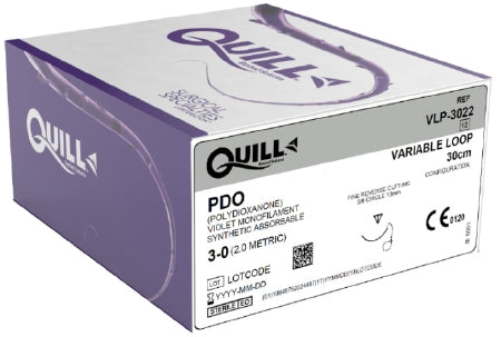 Quill Knotless Tissue-Closure Device, Monoderm - Suture with Needle Absorbable Uncoated Violet Suture Barbed Monofilament PDO (Polydioxanone) Size 3 - 0 30 cm Suture 1-Needle 13 mm Length 3/8 Circle Reverse Cutting Needle - VLP-3022