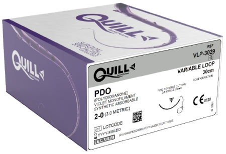 Quill Knotless Tissue-Closure Device, Monoderm - Suture with Needle Absorbable Uncoated Violet Suture Barbed Monofilament PDO (Polydioxanone) Size 2 - 0 30 cm Suture 1-Needle 24 mm Length 3/8 Circle Reverse Cutting Needle - VLP-3029