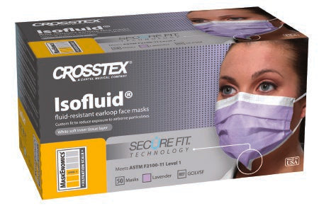 SPS Medical Supply Isofluid Procedure Mask Pleated Earloops One Size Fits Most Lavender - GCILVSF