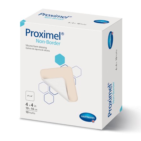 Proximel Non-Border - Silicone Foam Dressing 4 X 4 Inch Square Silicone Adhesive Without Border Sterile - 15713100