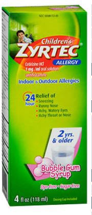J & J Sales Children's Zyrtec Children's Allergy Relief 5 mg / 5 mL Strength Syrup 4 oz. - 50580072105