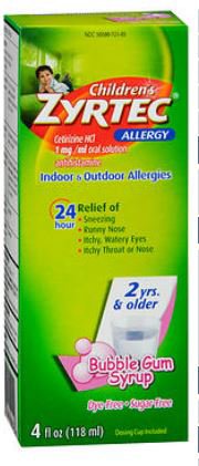 Children's Zyrtec - Children's Allergy Relief 5 mg / 5 mL Strength Syrup 4 oz. - 50580072105