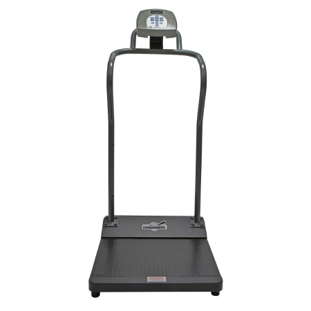 Health O Meter - Floor Scale with Handrail Digital LCD Display 1000 lbs. / 454 kg Capacity Gray AC Adapter / Battery Operated - 3001KL-AM-BT