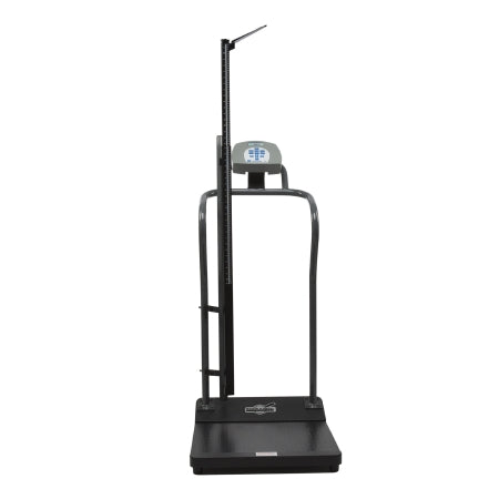 Health O Meter - Floor Scale with Handrail Digital LCD Display 1000 lbs. / 454 kg Capacity Black AC Adapter / Battery Operated - 3001KL-AMHR-BT