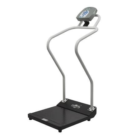 Health O Meter - Floor Scale with Handrail Digital LCD Display 1000 lbs. / 454 kg Capacity Gray AC Adapter / Battery Operated - 3001KL-AMX-BT