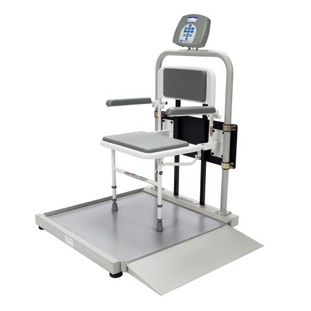 Health O Meter - Wheelchair Scale Digital LCD Display 1000 lbs. / 474 kg Capacity Gray AC Adapter / Battery Operated - 2500CKL-BT