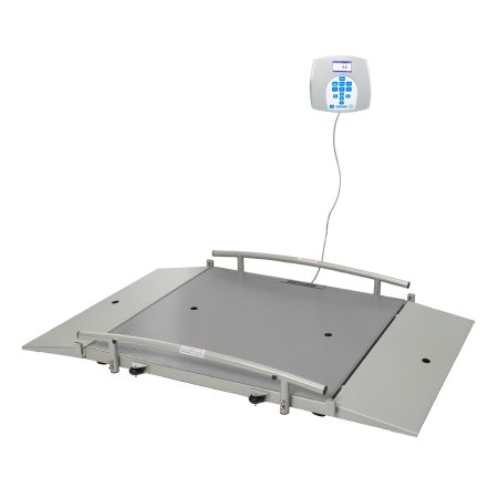 Health O Meter - Wheelchair Scale Digital LCD Display 1000 lbs. / 454 kg Capacity Gray AC Adapter / Battery Operated - 2650KL-BT