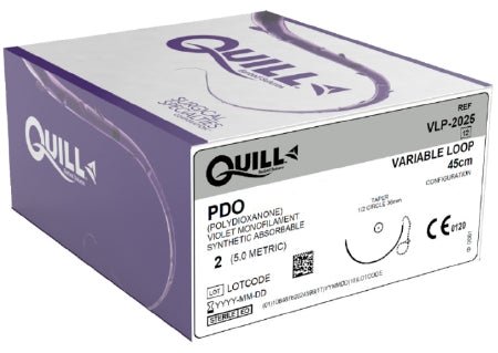 Quill Variable Loop Device - Suture with Needle Absorbable Uncoated Undyed Suture Barbed Monofilament PDO (Polydioxanone) Size 2 - 0 45 cm Suture 1-Needle 36 mm Length 1/2 Circle Taper Point Needle - VLP-2025
