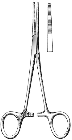 Fine Surgical - Hemostatic Forceps Kelly 5-1/2 Inch Length Floor Grade Stainless Steel NonSterile Ratchet Lock Finger Ring Handle Straight Serrated Tips - 12-188