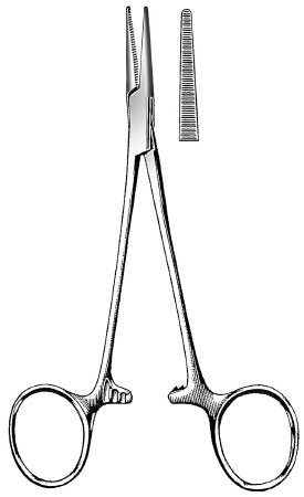 Fine Surgical - Hemostatic Forceps Halsted-Mosquito 5 Inch Length Surgical Grade Stainless Steel Ratchet Lock Finger Ring Handle Straight Serrated Tips - GS-20-501