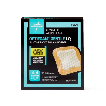 Optifoam Gentle - Silicone Foam Dressing 4 X 4 Inch Square Silicone Adhesive with Border Sterile - MSC2344EP