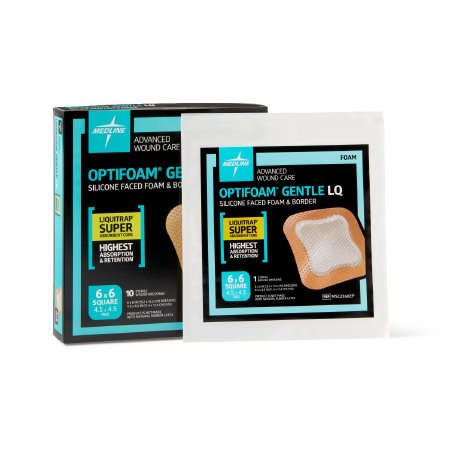 Optifoam Gentle - Silicone Foam Dressing 7 X 7 Inch Square Silicone Adhesive with Border Sterile - MSC2366EP