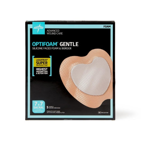 Optifoam Gentle - Silicone Foam Dressing 7 X 7 Inch Square Silicone Adhesive with Border Sterile - Medline - MSC2377EP