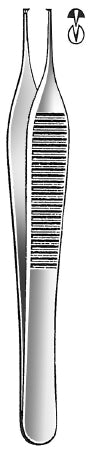Fine Surgical - Tissue Forceps Adson 4-3/4 Inch Length Mid Grade Stainless Steel NonLocking Thumb Handle Straight 1 X 2 Teeth - GS-50-325
