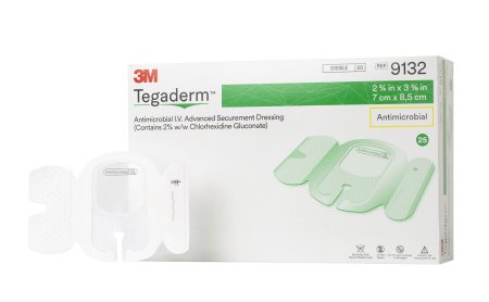 3M Tegaderm - Antimicrobial I.V.Dressing CHG (Chlorhexidine Gluconate) / Film 2-3/4 X 3-3/8 Inch Sterile - 9132