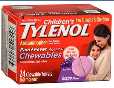 J & J Sales Children's Tylenol Children's Pain Relief 160 mg Strength Acetaminophen Chewable Tablet 24 per Box - 50580052224