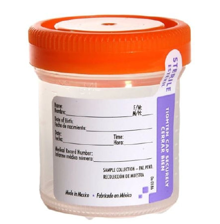 Nalge Nunc International Samco Wide-Mouth Bio-Tite Specimen Container 53 mm Opening Polypropylene Patient Information Screw Cap 90 mL Sterile - 02 1090