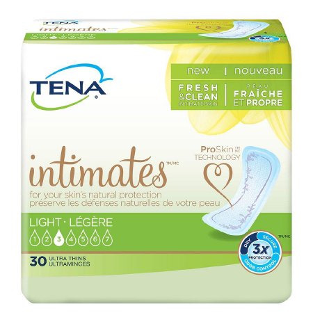Essity HMS North America Inc TENA Intimates Ultra Thin Light Pads Regular Bladder Control Pad 9 Inch Length Light Absorbency Dry-Fast Core One Size Fits Most Female Disposable - 54358