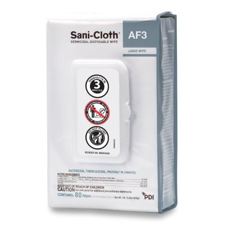 Sani-Cloth AF3 - Surface Disinfectant Cleaner Premoistened Germicidal Manual Pull Wipe 80 Count Hard Case Unscented NonSterile - M8063S80