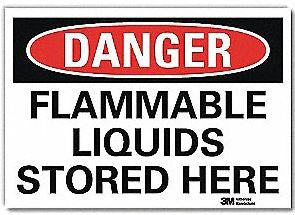 Grainger - Wall Sign Caution Danger Flammable Liquids Stored Here - 34MV34