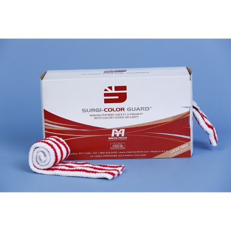 Surgi-Color Guard - Elastic Net Retainer Dressing Tubular Elastic 27 Inch X 25 Yard Size 6 Red / White Small Head / Medium Shoulder / Medium Thigh / Large Leg / Foot NonSterile - MTSCGR06