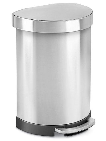 simplehuman - Trash Can 16 gal. Round Silver Stainless Steel Step On - H6671