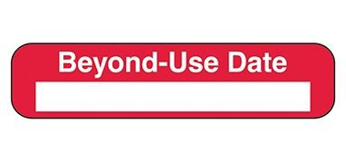 HCL - Pre-Printed Label Advisory Label Red / White Paper Beyond-Use Date White Quality Control Label 3/8 X 1-5/58 Inch - 2472