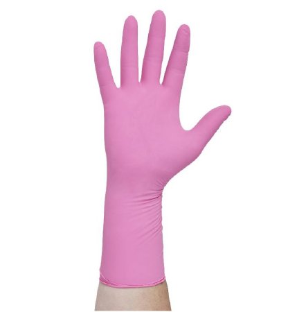 PINK UNDERGUARD - Exam Glove Large NonSterile Nitrile Extended Cuff Length Textured Fingertips Pink Chemo Tested - 47455