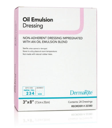 DermaRite Industries DermaRite Oil Emulsion Impregnated Dressing 3 X 8 Inch Mesh Gauze Petrolatum Emulsion Sterile - 22380