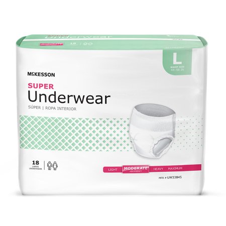 McKesson - Unisex Adult Absorbent Underwear Pull On with Tear Away Seams Large Disposable Moderate Absorbency - UW33845