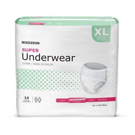 McKesson - Unisex Adult Absorbent Underwear Pull On with Tear Away Seams X-Large Disposable Moderate Absorbency - UW33846