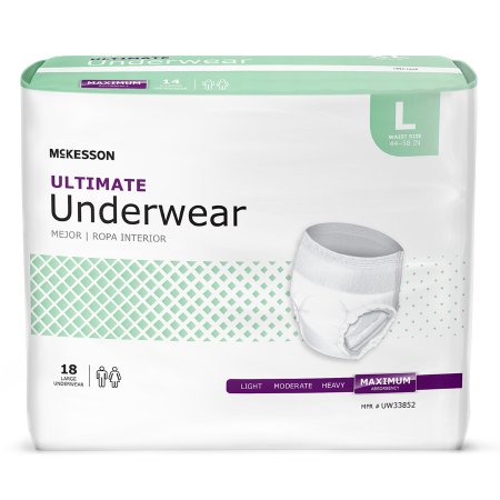McKesson - Unisex Adult Absorbent Underwear Pull On with Tear Away Seams Large Disposable Heavy Absorbency - UW33852