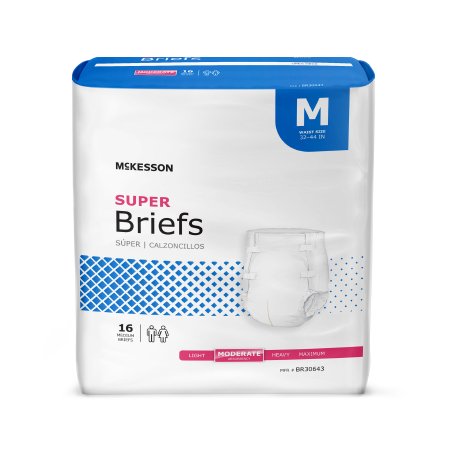 McKesson McKesson Adult Incontinent Brief Refastenable Tabs Medium Disposable Moderate Absorbency - BR30643