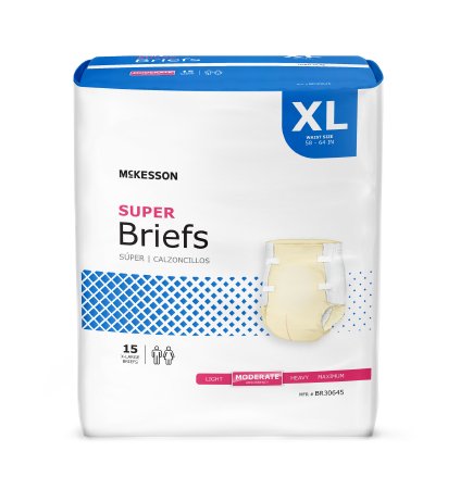 McKesson McKesson Adult Incontinent Brief Refastenable Tabs X-Large Disposable Moderate Absorbency - BR30645