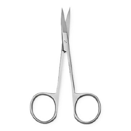 Centurion Lil' Tips - Iris Scissors 4-1/2 Inch Length Office Grade Stainless Steel Sterile Finger Ring Handle Curved Sharp Tip / Sharp Tip - 66465